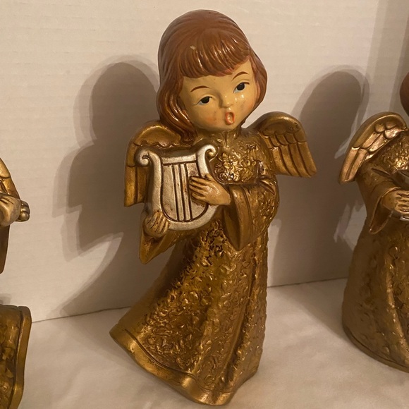 MCM Vintage Golden Musical Themed Angels set of 3 - Picture 3 of 10